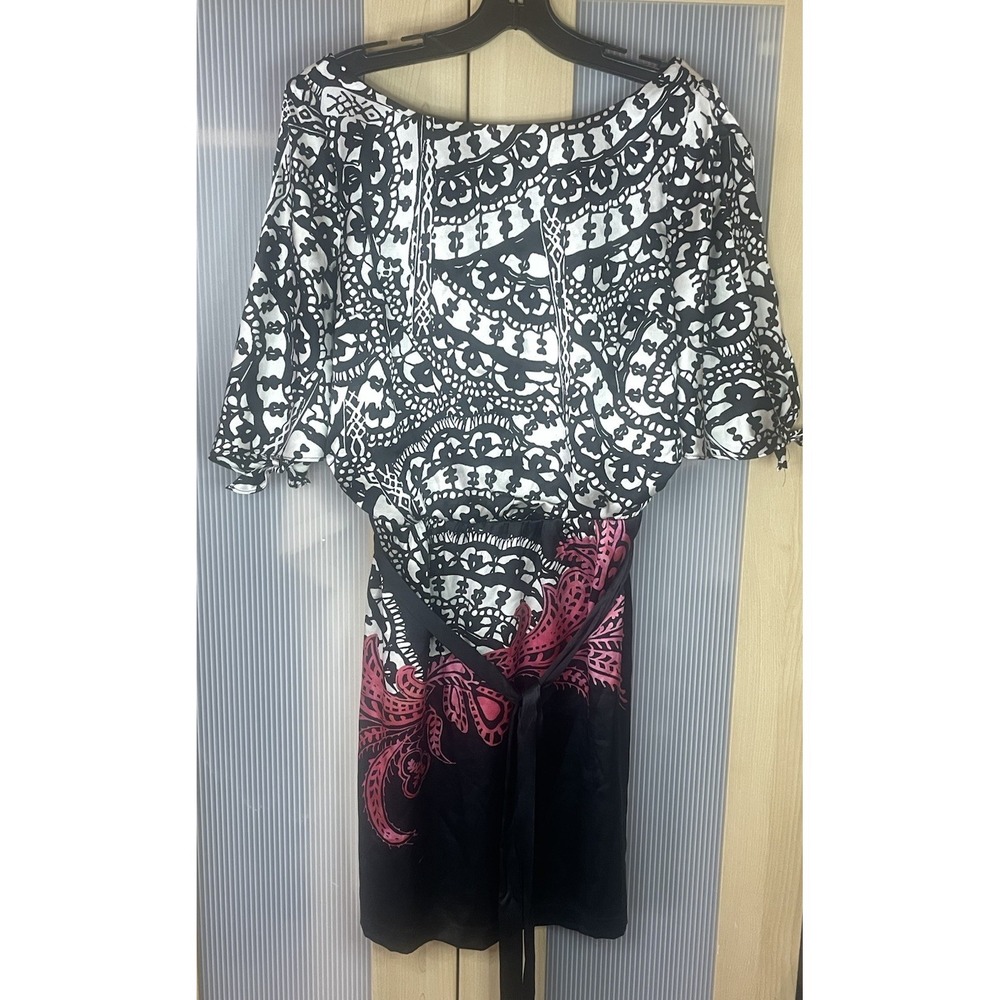 White House Black Market WHBM Geometric Silk Cocktail Dress Party Career
